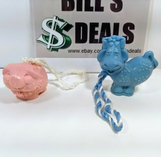 Vintage Avon Petunia Pig & Blue Moo Cow Soap - On - A - Rope Open Box Please Read