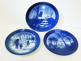 Set Of 3 X Vintage Royal Copenhagen Ceramic Christmas Plates.  1972,  ‘74 & ‘79