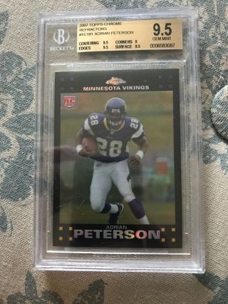 2007 Topps Chrome Refractor Adrian Peterson Rookie Rc Tc181 Bgs 9.  5 Gem Card