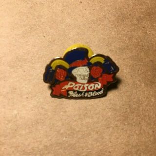 Vintage Poison Flesh & Blood Rock & Roll Lapel Pin Tie Tack Brooch Gnarly