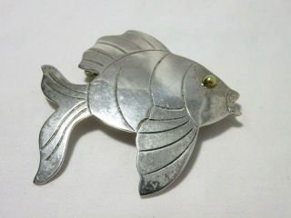 Vintage 925 Mexico Sterling Silver 2.  25 " Fish Brooch Pin