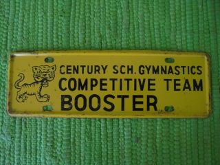Vintage Century School Of Gymnastics License Plate Topper Booster Tiger Ny