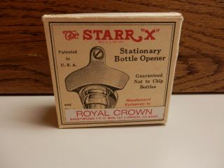 Vintage Royal Crown Branded The Starr X Stationary Bottle Opener W/original Box