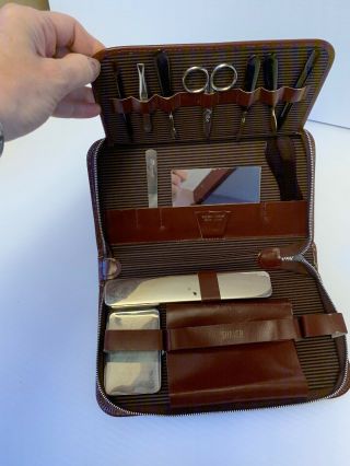 Mens Travel Toiletry Grooming Kit Zipper Carrying Case Vtg West Germany