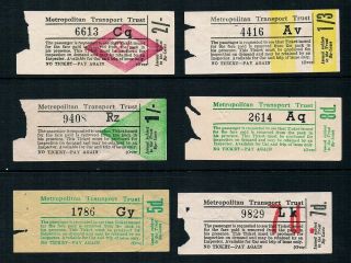 Tasmania • 6 Different Pre - 1966 Bus Tickets (adverts On Reverse)