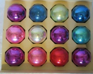 12 Vintage Shiny Brite Glass Multi Colored Christmas Tree Ornaments Purple Pink