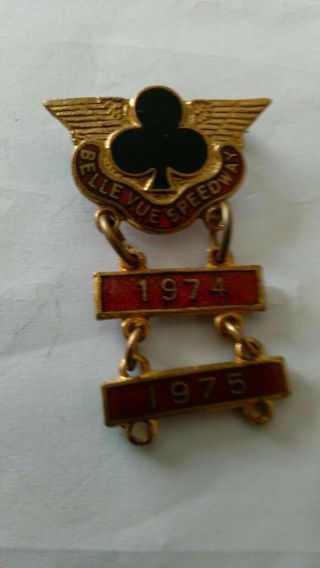 Vintage 1970s Bellevue Speedway Badge,  Gladman & Norman With Two Year Bars