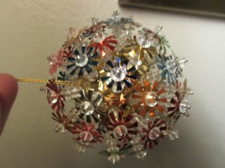 Vintage Beaded Starburst Christmas Ornament Hand Made Reflectors Beads Unique