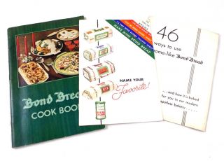 3 Vintage Bond Bread Booklets Recipes Cookbook 1930 & 35