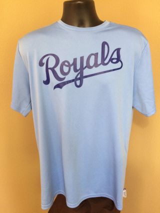 Majestic Mlb Kansas City Royals Light Blue Jersey T - Shirt Mens Large L Polyester