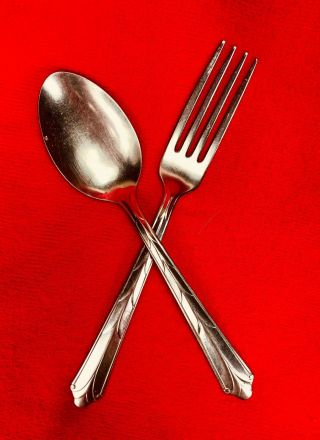 Ekco Kenilworth Dinner Fork & Place Spoon - Vintage Stainless Flatware