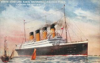 Steamer Britannic - Titanic Sister Ship White Star Line Early Post Card