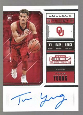 Trae Young 2018/19 Contenders Draft Picks On Card Auto College Ticket Rc Hawks