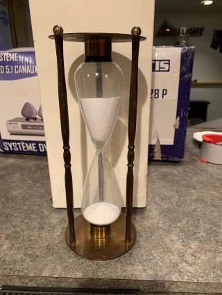 Hourglass 15 Minutes Sand Timer Clock,  Glass,  Desk Decor Vintage Classic,  Brass