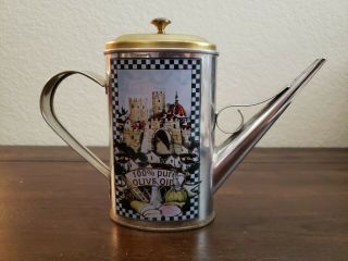Vintage Tin Can,  Olive Oil With Handle & Spout