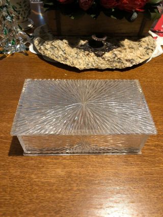 Vintage Clear Lucite Hinged Starburst Jewelry Trinket Sewing Box By Celebrity Ny