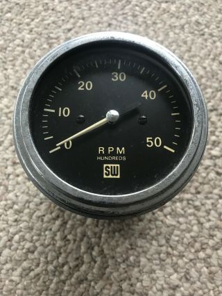 Vintage Stewart Warner Tachometer Tach Sw Hundreds 5000 Rpm