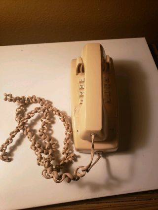 At&t Beige Push Button Wall Phone Telephone Vintage