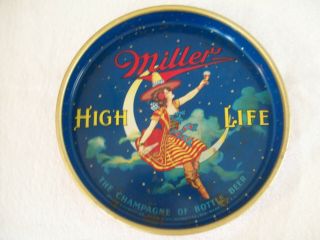 Vintage Miller High Life Girl On Moon Beer Drink Serving Tray