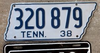 1938 Tennessee State Shaped License Plate [very Careful Repaint Job]