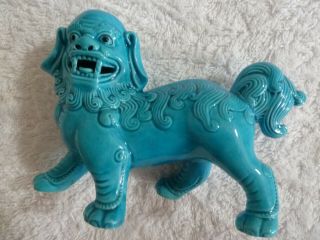 Chinese Vintage Ceramic Jade Blue Lion
