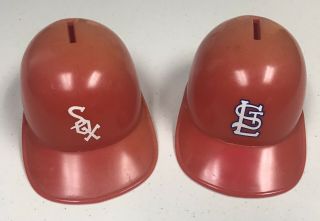 Vintage 1973 St.  Louis Cardinal & Chicago White Sox Batting Helmet Coin Bank Mlb