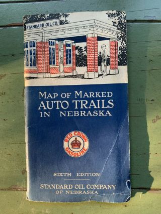 1920’s Vintage Standard Oil Co Nebraska Auto Trails Road Map