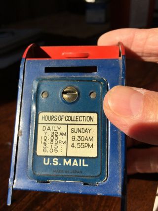 Vintage Miniature Us Mail Box Bank Made In Japan.  No Key.