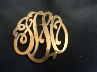 Vintage Marked 1/20 12k Gold Filled Swirl Initials ? Open Cut Pin
