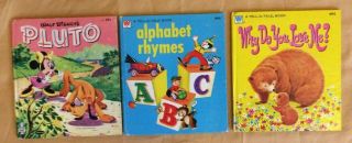 3 Vintage Books Tell A Tale Whitman Disney Pluto Why Do You Love Me Alphabet