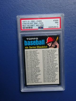 1971 Opc O - Pee - Chee Baseball Checklist 394 - 523 369 Psa 7 Nm