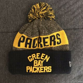 Green Bay Packers Throwback Winter Knit Cap Hat Beanie Pom Pom Nfl Era