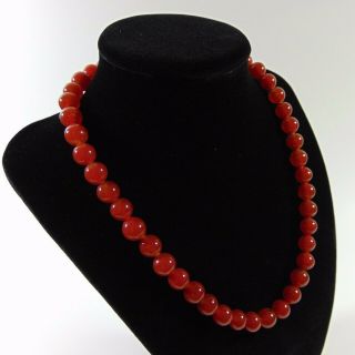 50s Vintage Red Glass Beaded Necklace 17 "