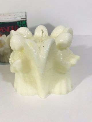 Four Angel Candle Vintage Wax Molded Figurine White 4.  5” X 5”