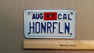 License Plate,  California,  Motorcycle,  Gr8 Vanity: Honr Fln,  Honor (the) Fallen