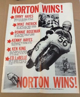 Norton Wins Motorcycle Dealership Poster Jimmy Hayes,  Mike Patrick