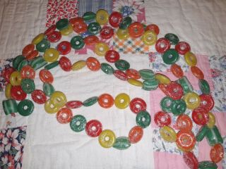8 Ft 6 Inch Of Vintage Plastic Christmas Candy Blow Mold Sugared String Garland