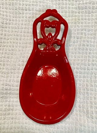 Vintage Red Cast Iron Spoon Rest