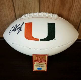 Ed Reed Autograph Rawlings Collegiate Full Sized Football Miami Hurricanes