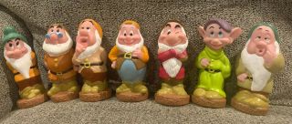 Vintage Disney Seven Dwarfs 5 - 6 " Vinyl Plastic Figures Set Of 7