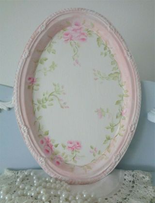 Roses Oval Tray Hp Cottage Chic Shabby Vintage Hand Painted
