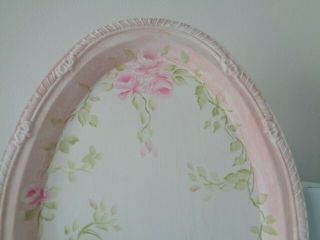 ROSES OVAL TRAY hp cottage chic shabby vintage hand painted 2