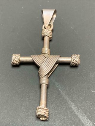 Vintage Mexico Taxco Sterling Silver Cross Pendant - Marked Tl - 75