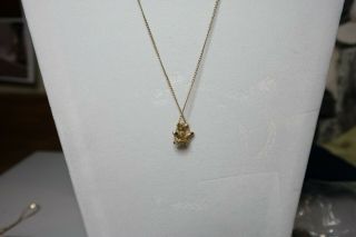 109 Vintage Teddy Bear on Swing Necklace Gold 16 
