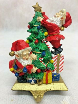 Vintage Christmas Cast Iron Stocking Holder Elf 