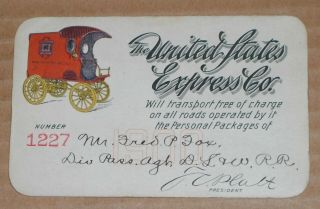 Vintage 1900 United States Express Company Pass