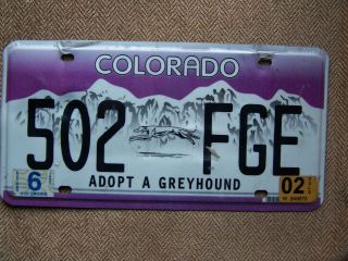 2002 Colorado Adopt A Greyhound License Plate.  100 Grams - - Rough