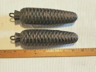 Large Vintage Cuckoo Clock Pinecone Weights 8 Day - 2.  1 Lbs Each