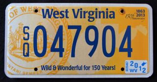 West Virginia " 150 Years Wild & Wonderful " Wv Specialty Graphic License Plate