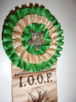 Vintage Rosette Odd Fellows Ribbon Badge I.  O.  O.  F.  Lodge No.  7 Kingstown,
